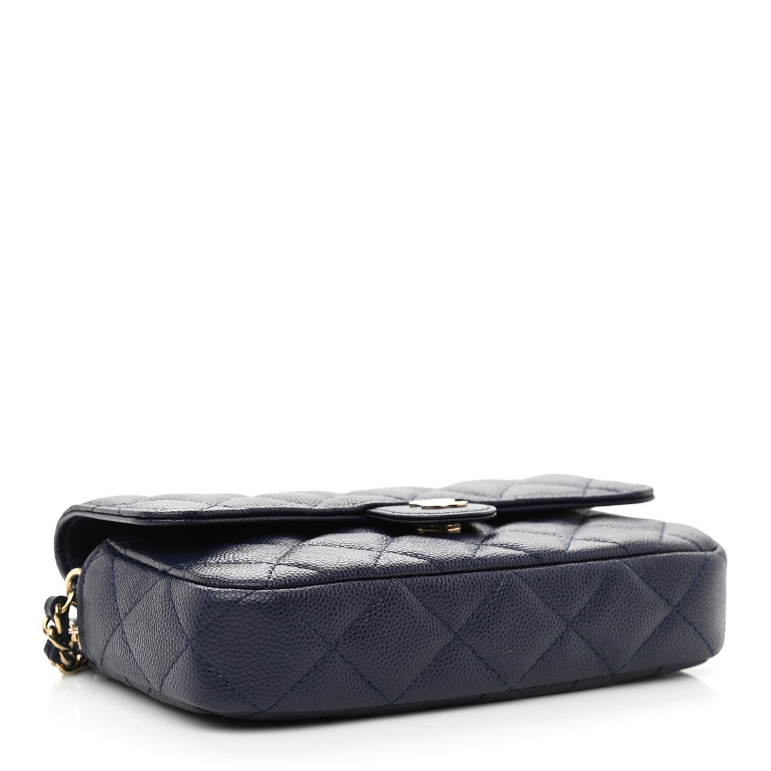 Chanel Caviar Quilted Flap Phone Holder With Chain Navy 4 of 13