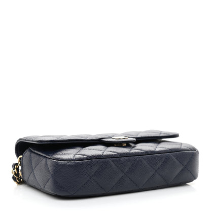 Chanel Caviar Quilted Flap Phone Holder With Chain Navy 4 of 13