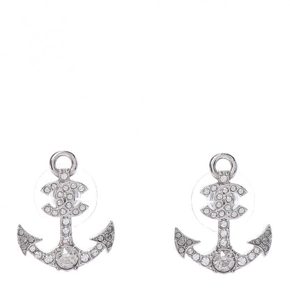 Chanel Crystal CC Anchor Earrings Silver 1 of 5