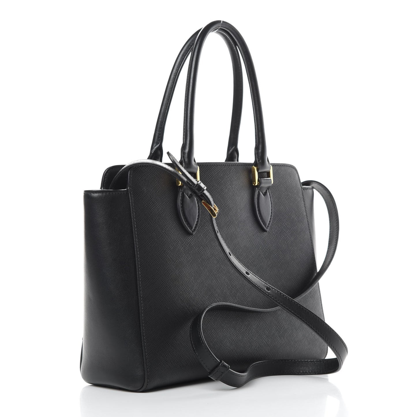 Saffiano Soft Calfskin Zippered Tote Black