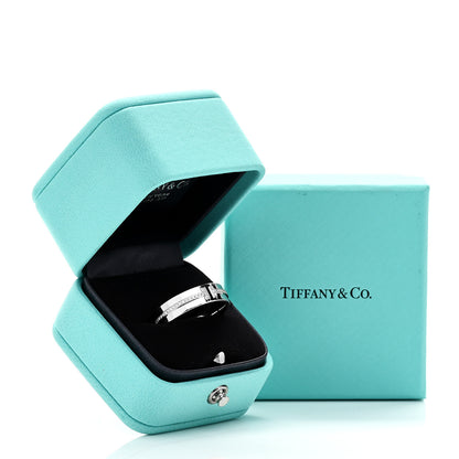 Tiffany 18K White Gold Diamond Wide T Two Ring 58 8.5 5 of 5