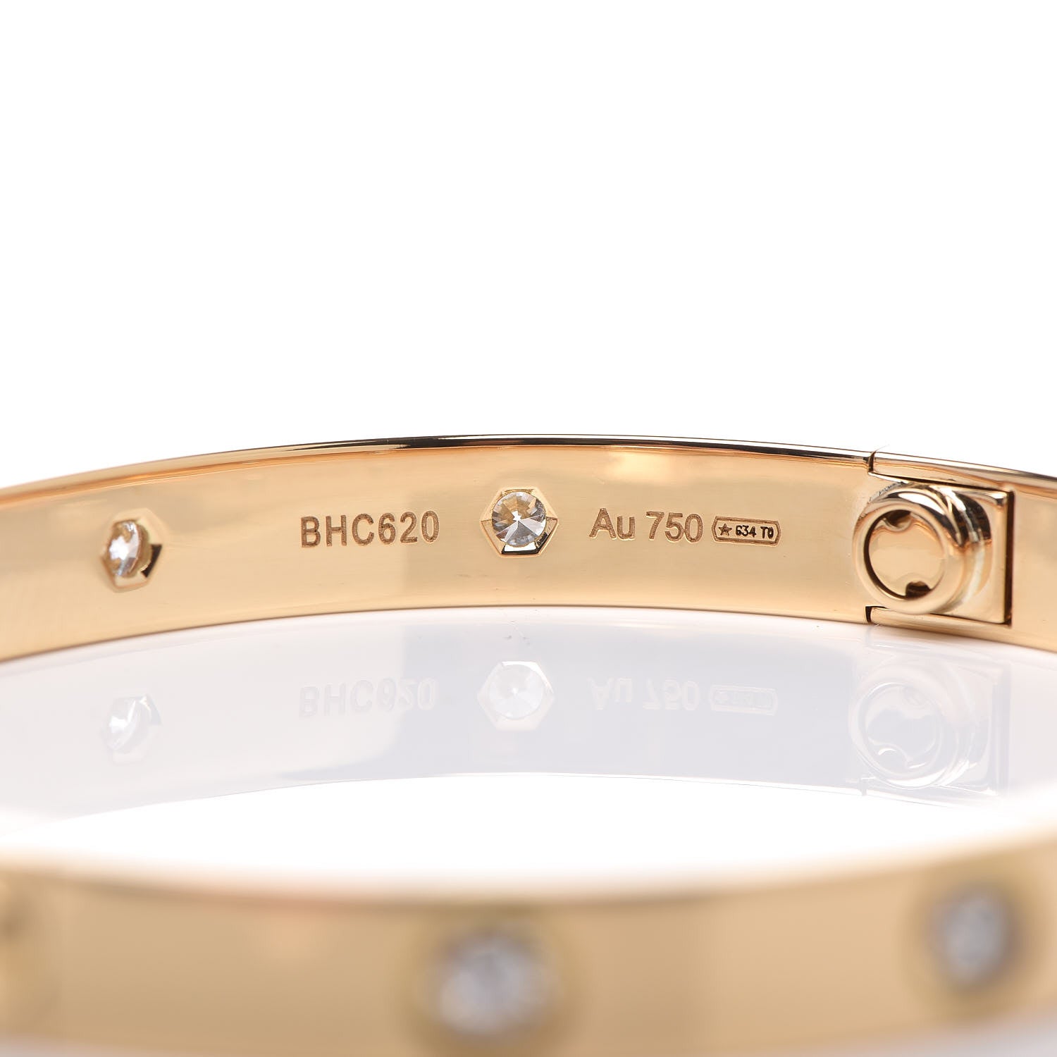 Cartier 18K Yellow Gold 10 Diamond LOVE Bracelet 18 4 of 6