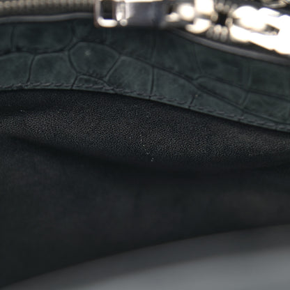 Saint Laurent Calfskin Crocodile Embossed Small Sac de Jour Black 9 of 11