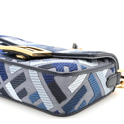 Fendi Canvas Vitello King Seta FF Embroidered Mini Baguette Myrtle Multicolor 10 of 11