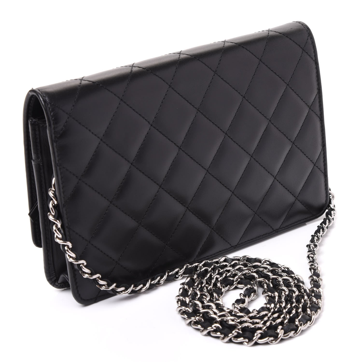 Chanel Calfskin Quilted Cambon Wallet On Chain WOC Black 2 of 8