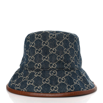 Gucci Washed Jacquard Denim Nappa GG Monogram Oscar Bucket Hat M Denim Cuir 5 of 8