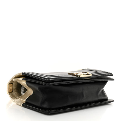 Chanel Metallic Goatskin Calfskin Medium Boy Flap Gold Black 4 of 10