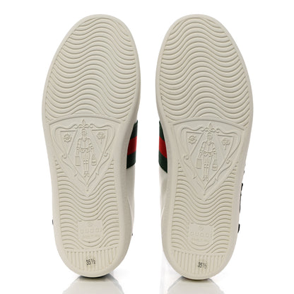Gucci Calfskin Web Floral Embroidered Womens Ace Sneakers 35.5 White 5 of 9
