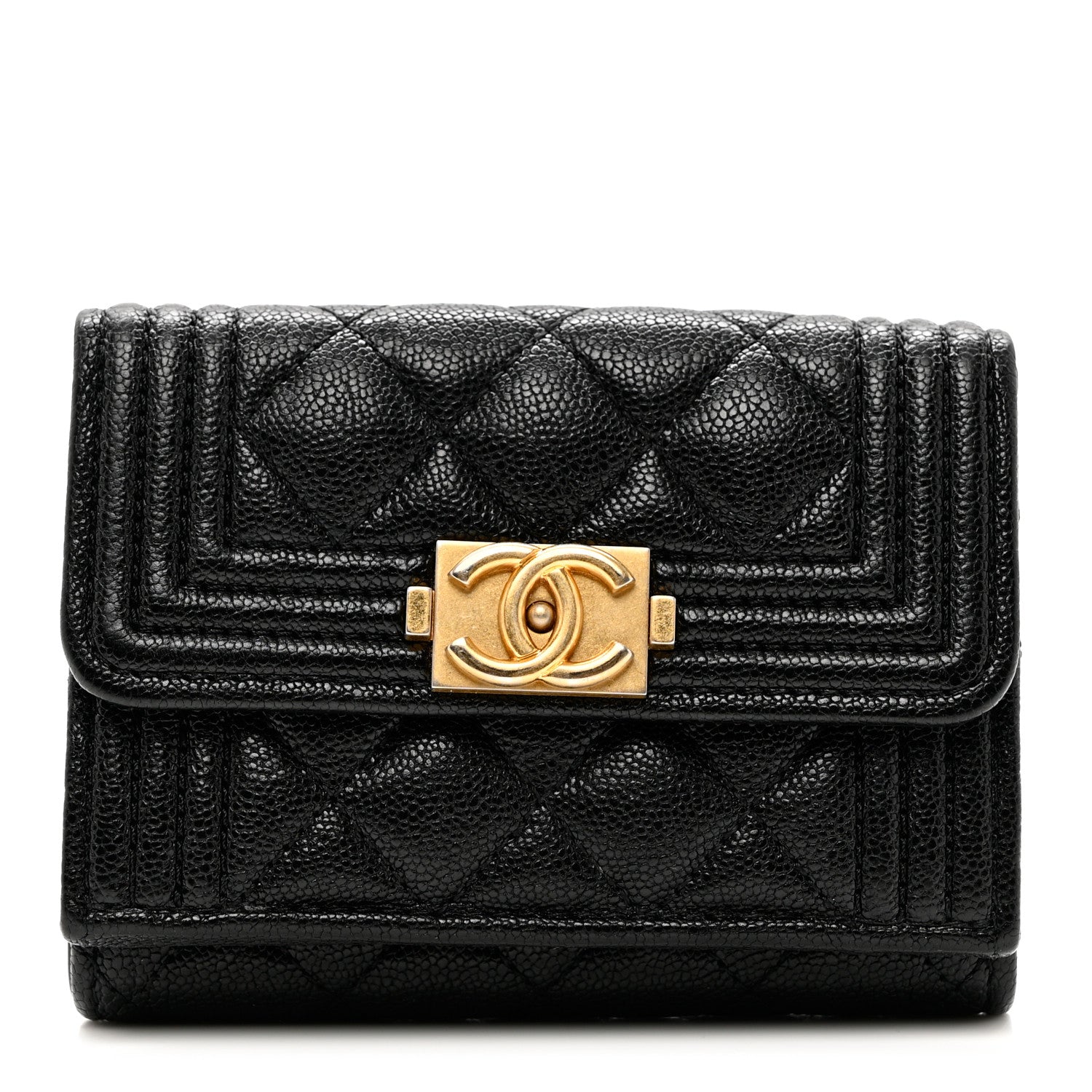 Chanel Caviar Quilted Small Boy Flap Wallet Black 1 of 7