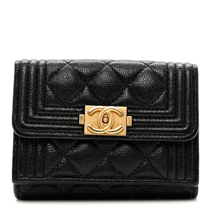 Chanel Caviar Quilted Small Boy Flap Wallet Black 1 of 7