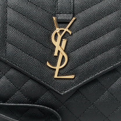 Saint Laurent Grain De Poudre Textured Mixed Matelasse Triquilt Monogram Clutch Black 8 of 8