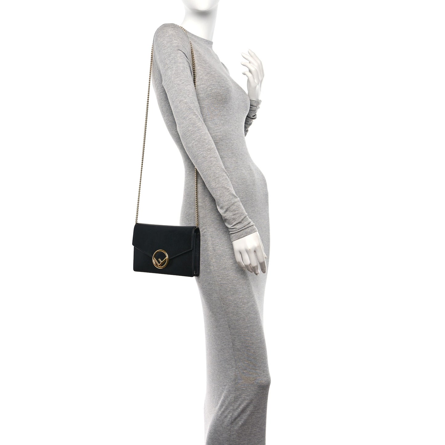 Vitello Liberty Lucido F is Fendi Medium Envelope Wallet on Chain Black