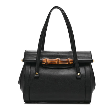 Gucci Calfskin Bamboo Bullet Top Handle Bag Black 1 of 11