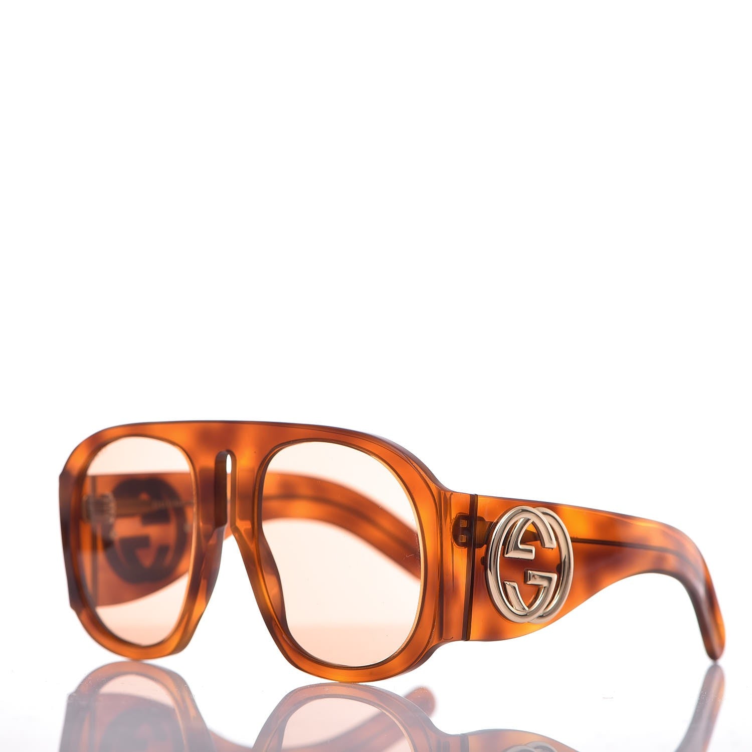 Gucci Acetate Oversized Interlocking G Sunglasses GG0152S Tortoise 1 of 8