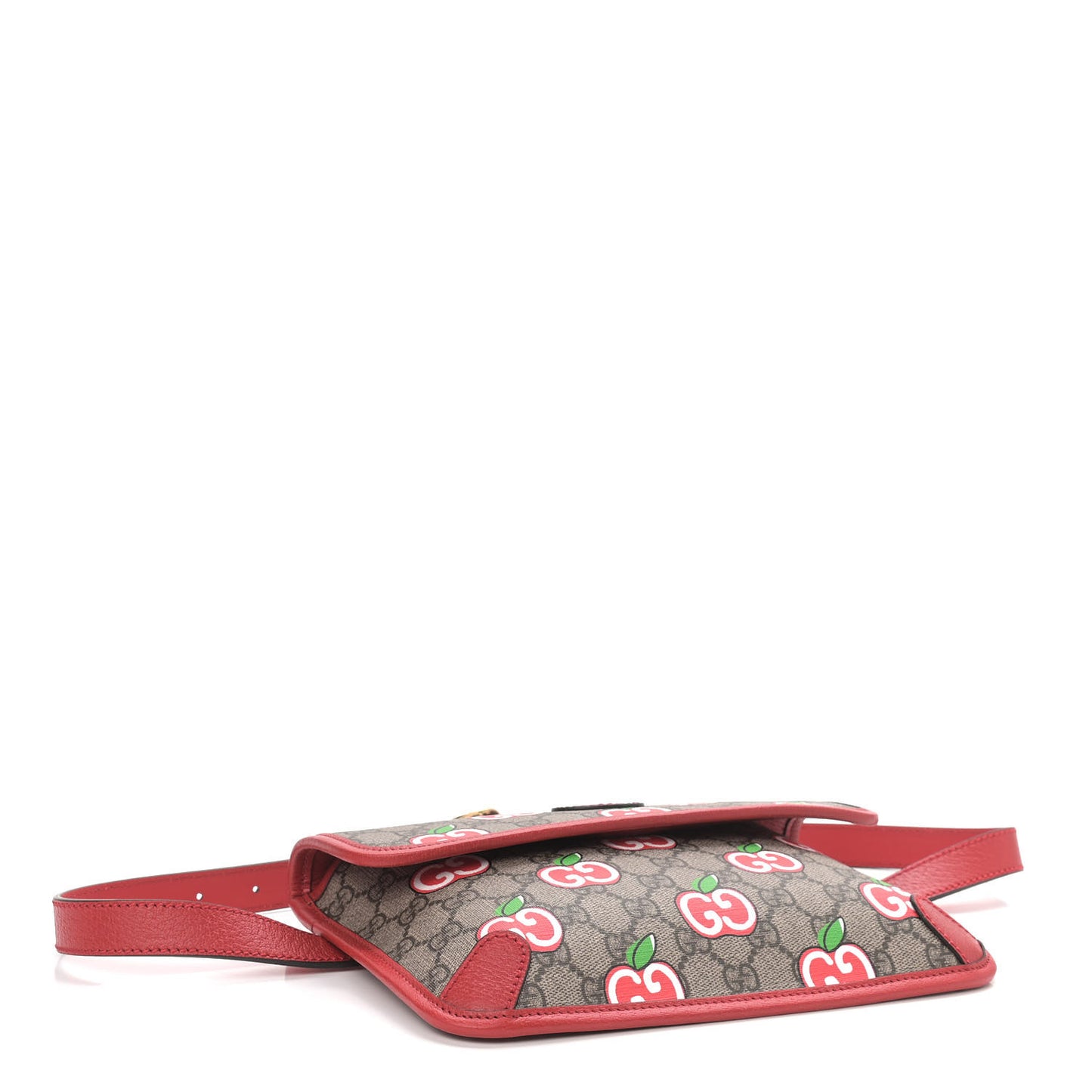 GG Supreme Monogram Apple Interlocking G Belt Bag Beige Multicolor Lobster Red