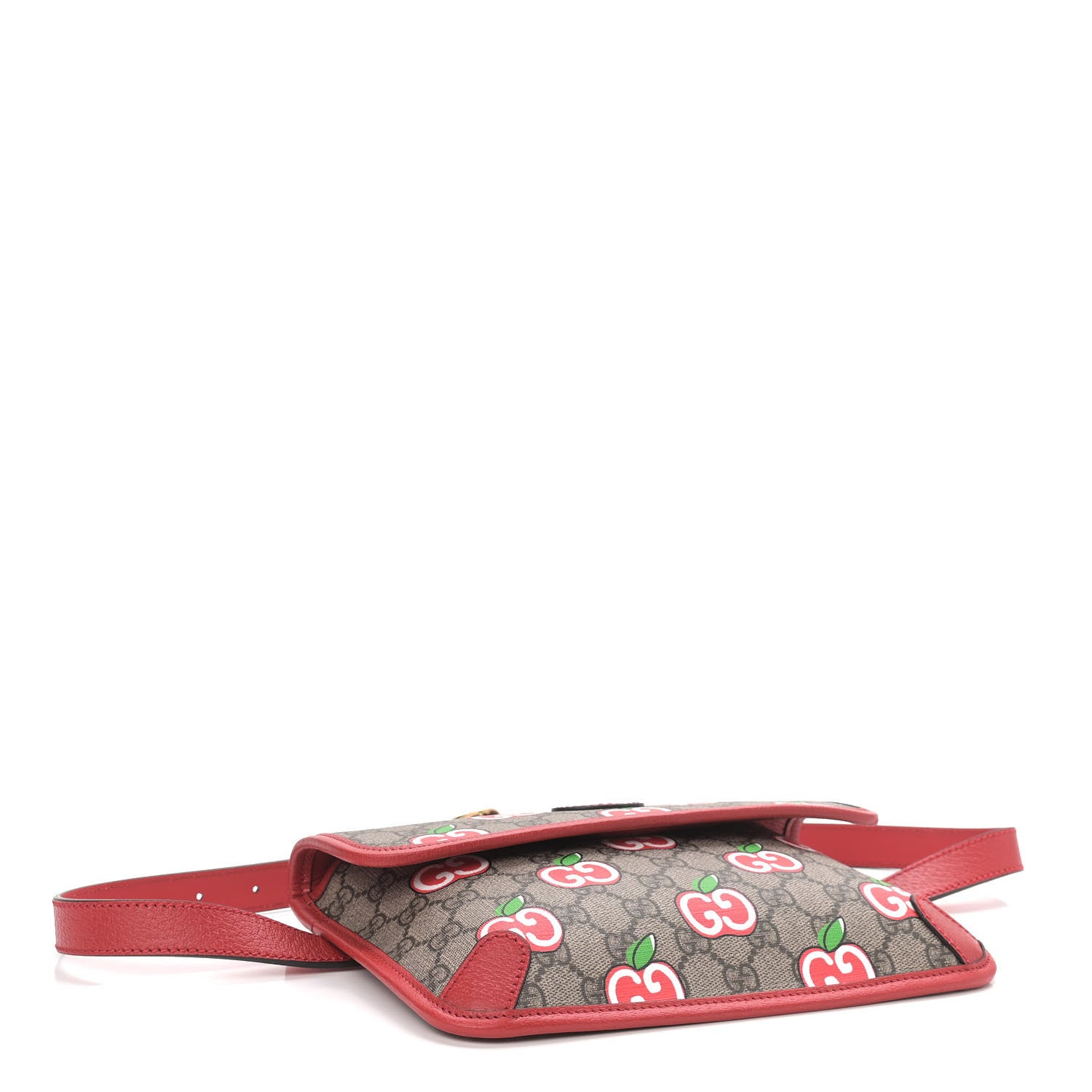 Gucci GG Supreme Monogram Apple Interlocking G Belt Bag Beige Multicolor Lobster Red 4 of 9