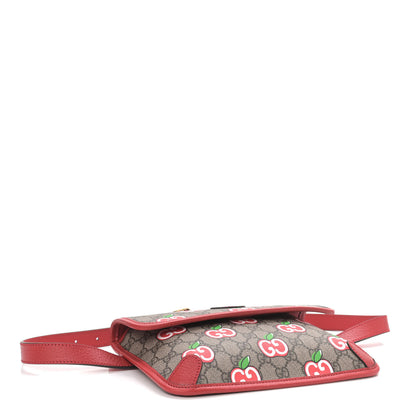 Gucci GG Supreme Monogram Apple Interlocking G Belt Bag Beige Multicolor Lobster Red 4 of 9
