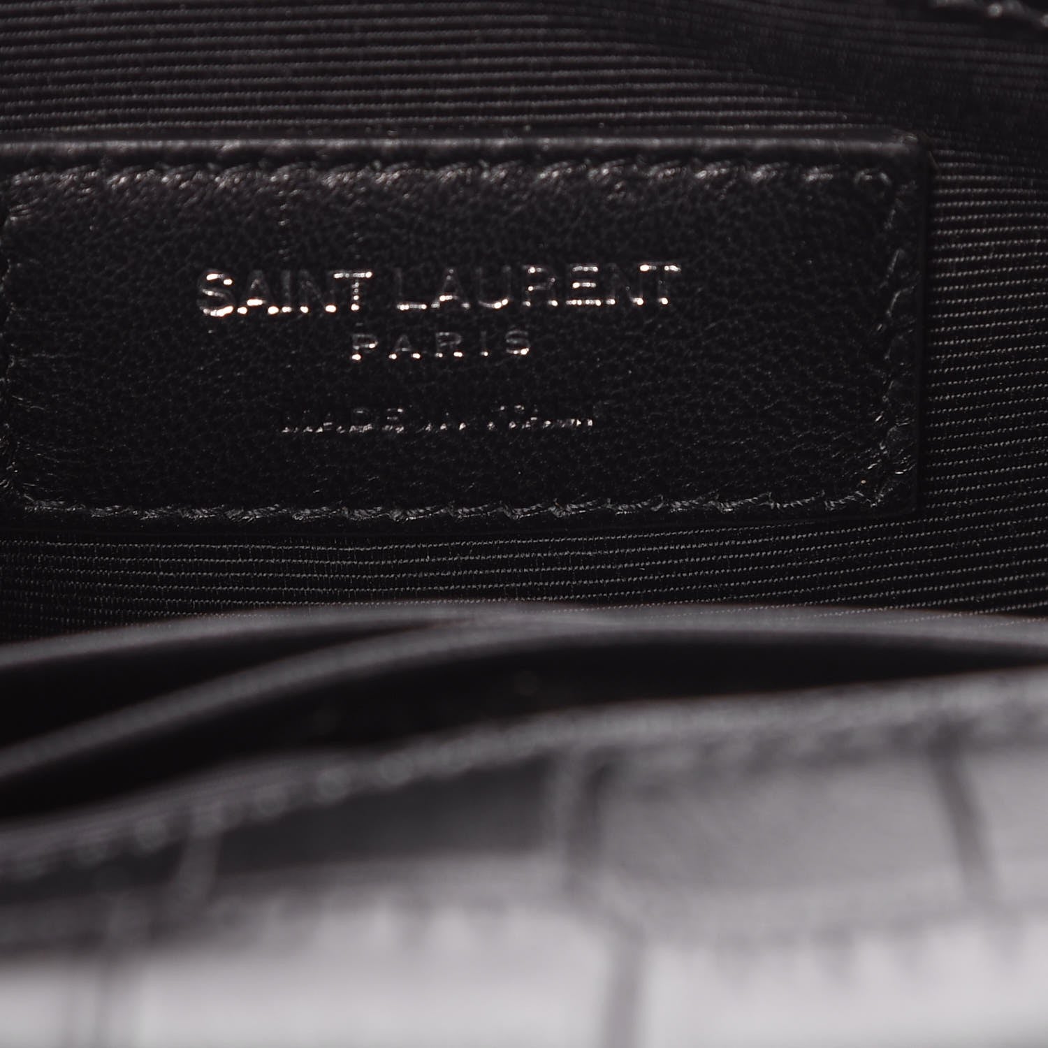 Saint Laurent Calfskin Crocodile Embossed Baby Monogram Classic Chain Bag Black 7 of 7