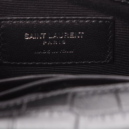 Saint Laurent Calfskin Crocodile Embossed Baby Monogram Classic Chain Bag Black 7 of 7