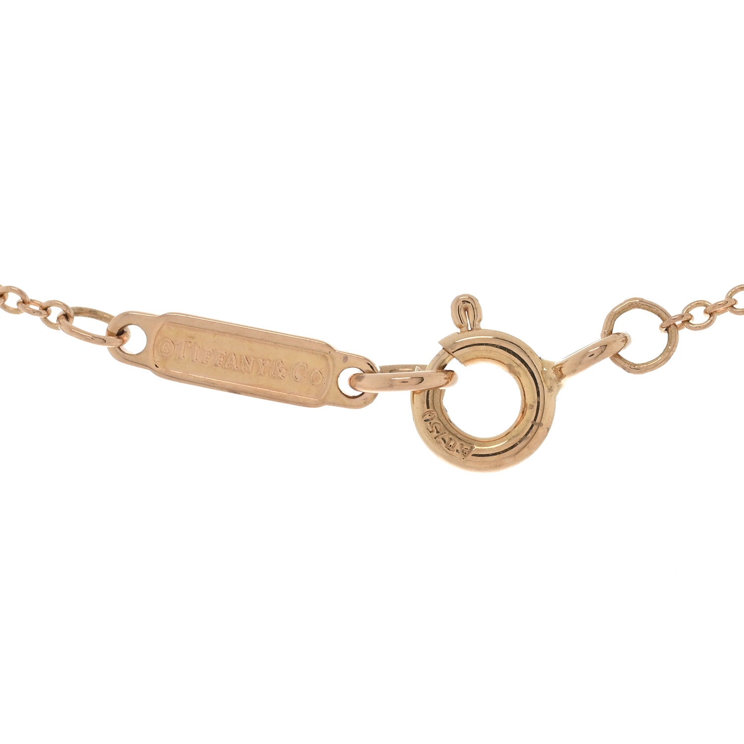 Tiffany 18K Rose Gold Diamond Fleur De Lis Key Bar Pendant Necklace 4 of 4