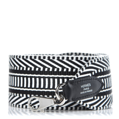 Hermes Toile Swift 50mm Sangle Cavale Shoulder Strap Black Ecru 1 of 6