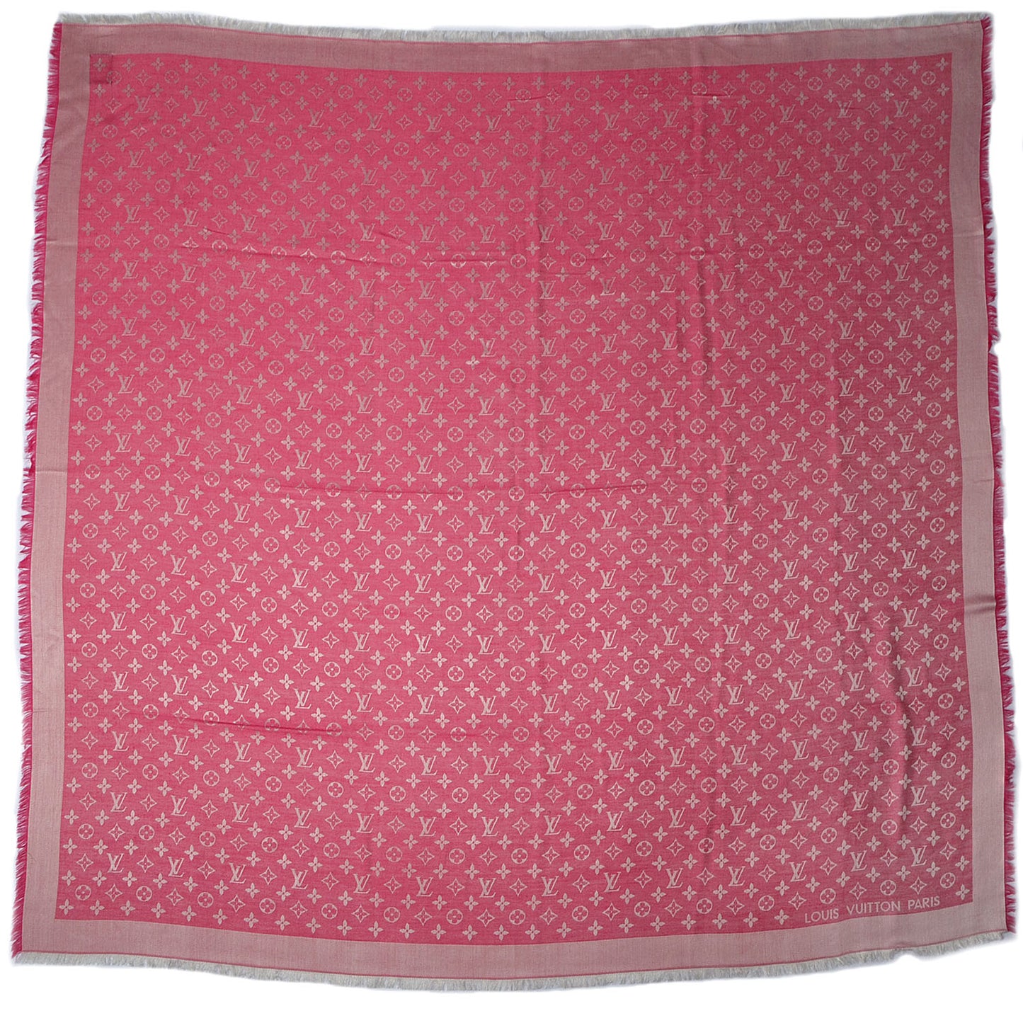 Silk Wool Monogram Denim Shawl Pivoine