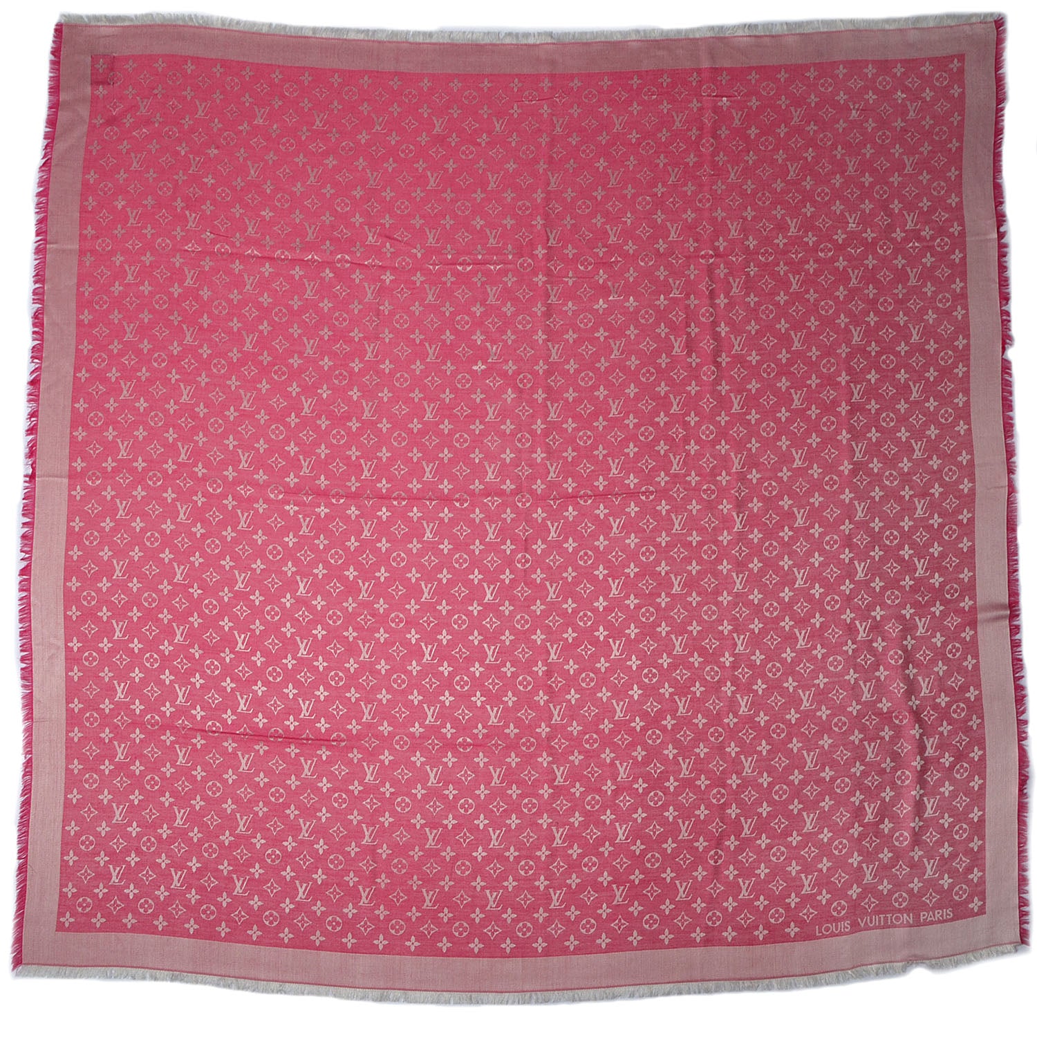 Louis Vuitton Silk Wool Monogram Denim Shawl Pivoine 3 of 5