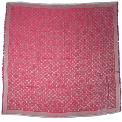 Louis Vuitton Silk Wool Monogram Denim Shawl Pivoine 3 of 5