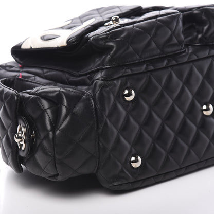 Chanel Calfskin Quilted Large Cambon Multipocket Reporter Black White 10 of 11