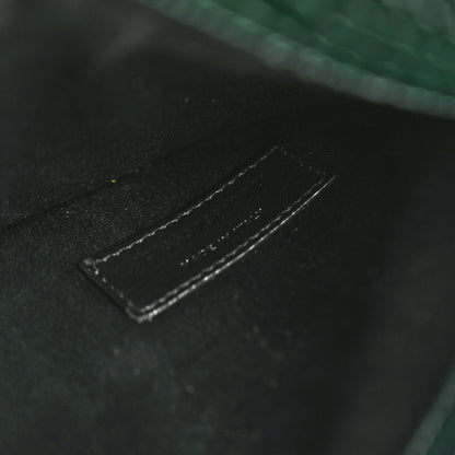 Saint Laurent Calfskin Crocodile Embossed Uptown Monogram Clutch  Dark Mint 7 of 7