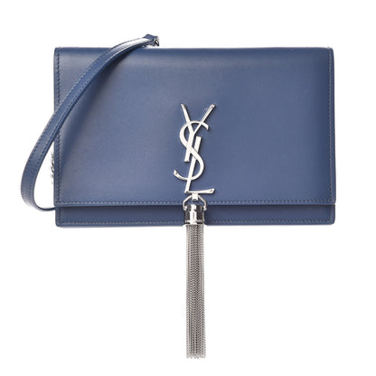 Saint Laurent Smooth Calfskin Classic Monogram Kate Tassel Chain Wallet Denim 1 of 10