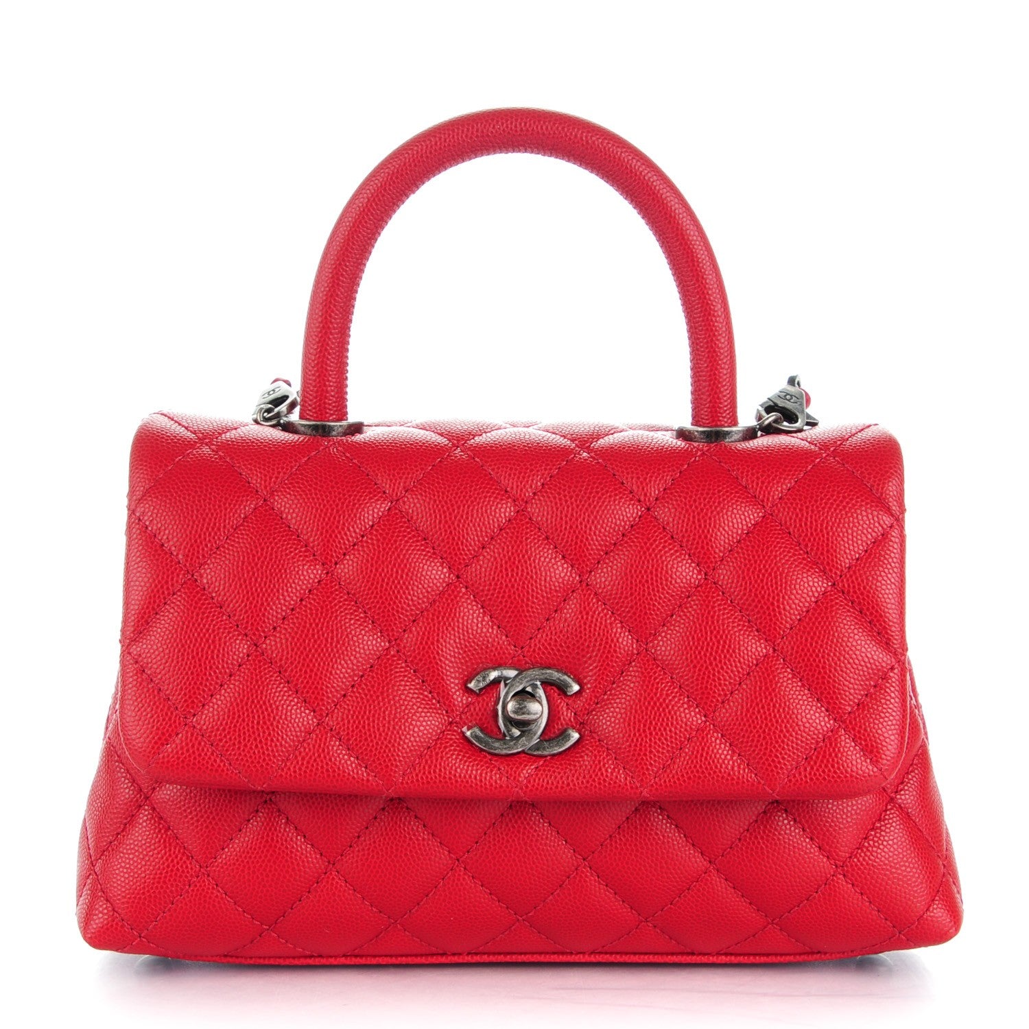 Chanel Caviar Quilted Mini Coco Handle Flap Red 1 of 8