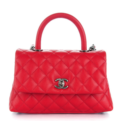 Chanel Caviar Quilted Mini Coco Handle Flap Red 1 of 8