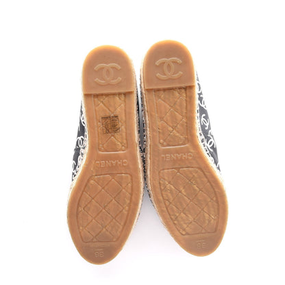 Chanel Lambskin Printed CC Espadrilles 38 Black White 5 of 10