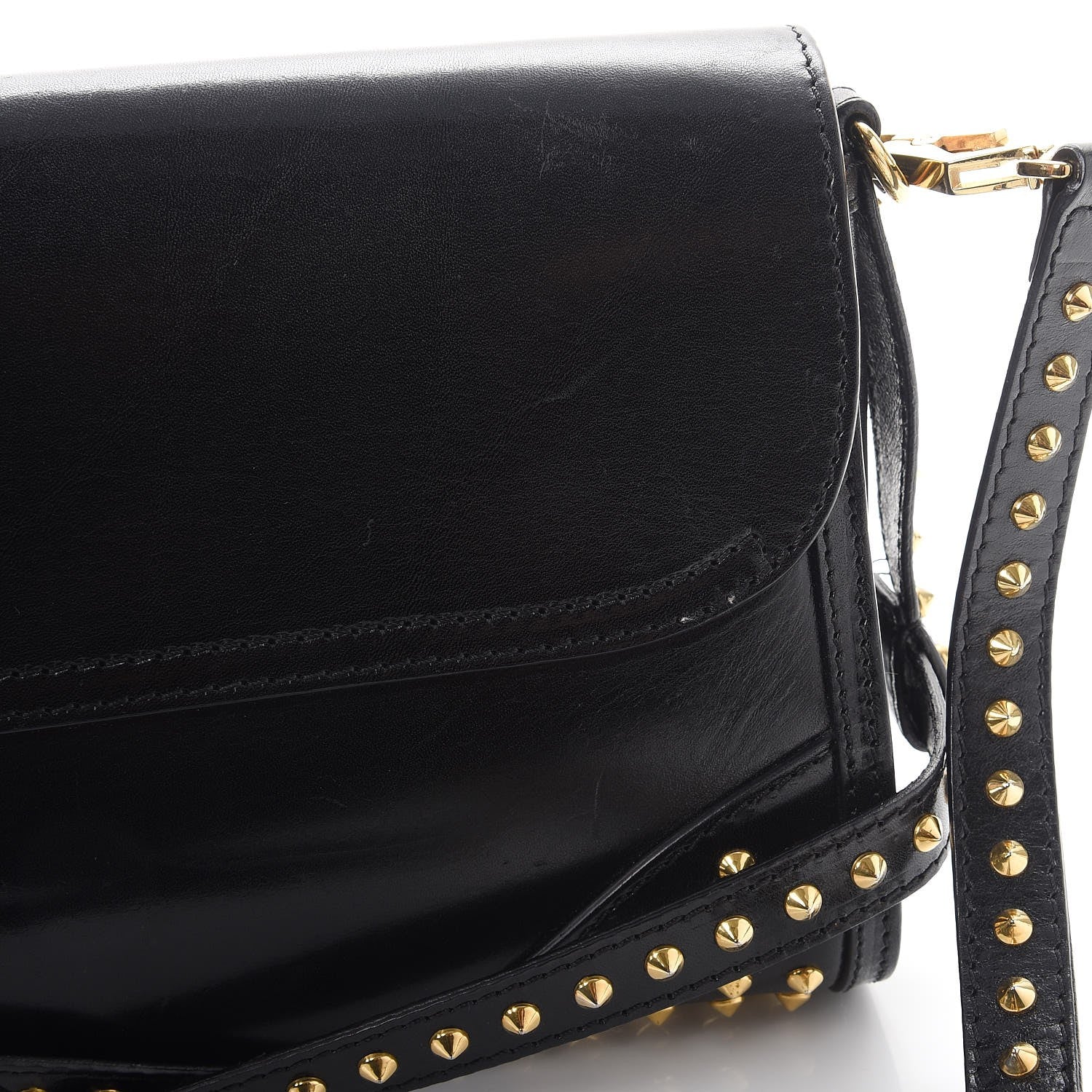 Burberry Polished Bridle Calfskin Studded Small Abbott Crossbody Bag Black 13 of 13