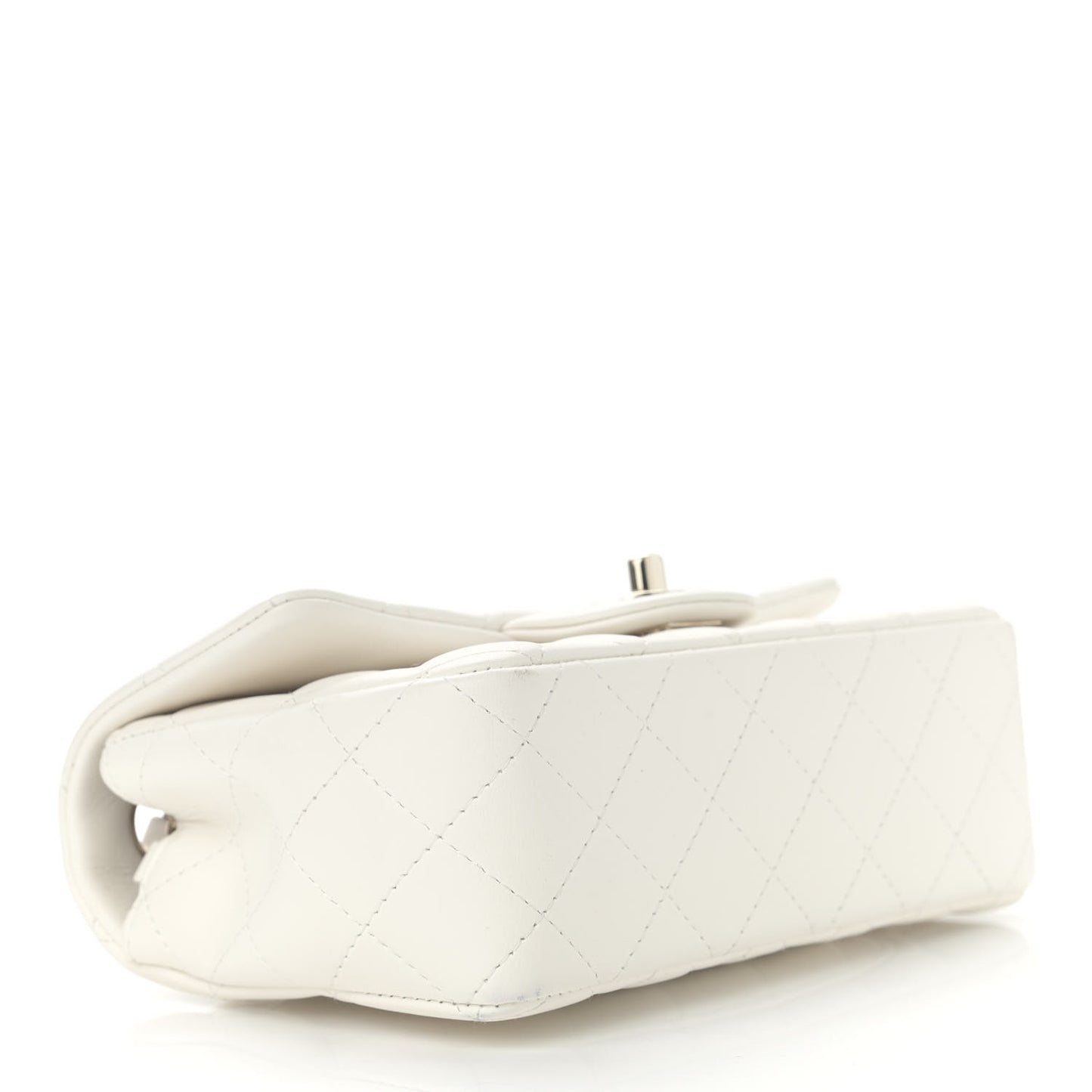 Lambskin Quilted Mini Rectangular Flap White
