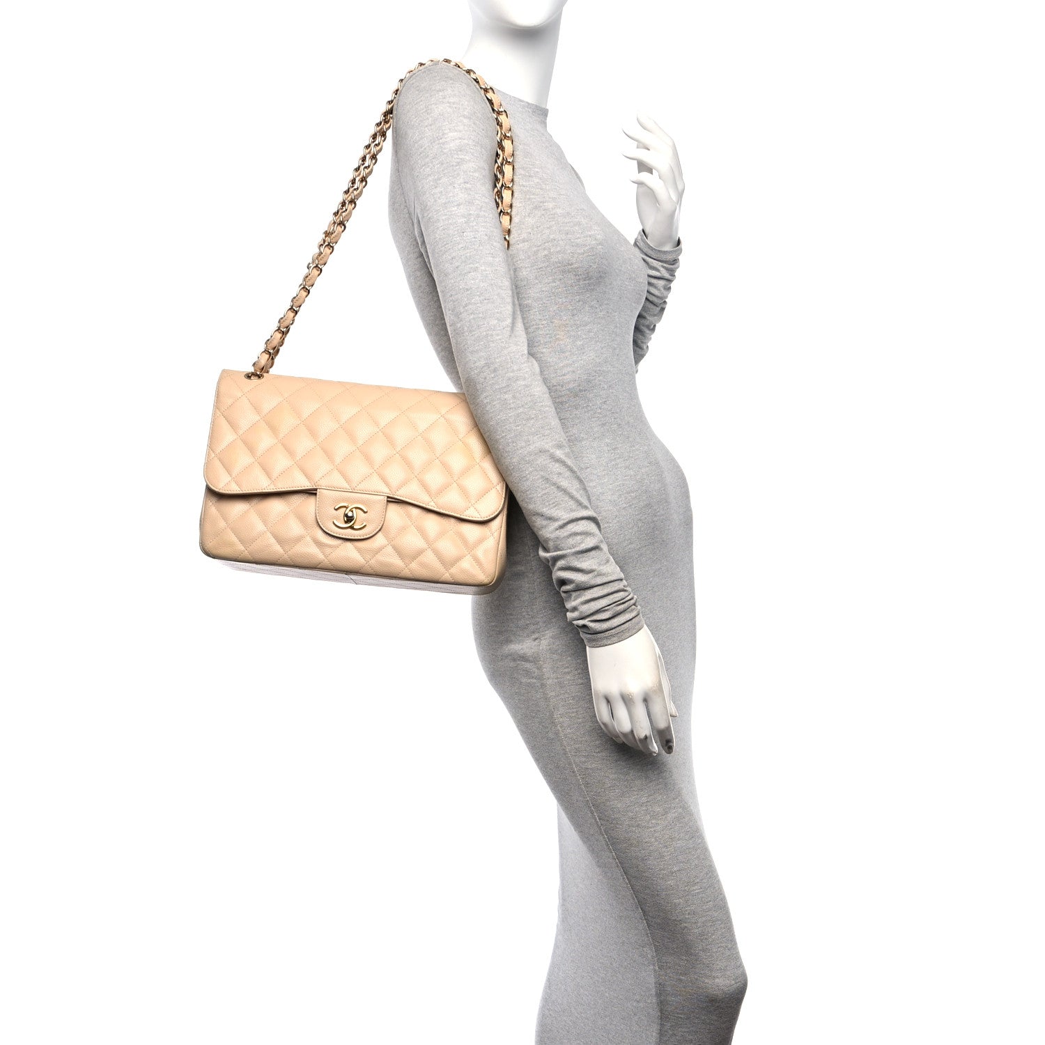 Chanel Caviar Quilted Jumbo Double Flap Beige Clair 2 of 11