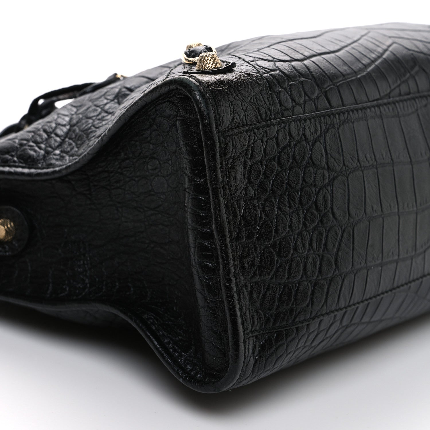Balenciaga Calfskin Crocodile Embossed Giant 12 Gold Hardware City Black 10 of 13