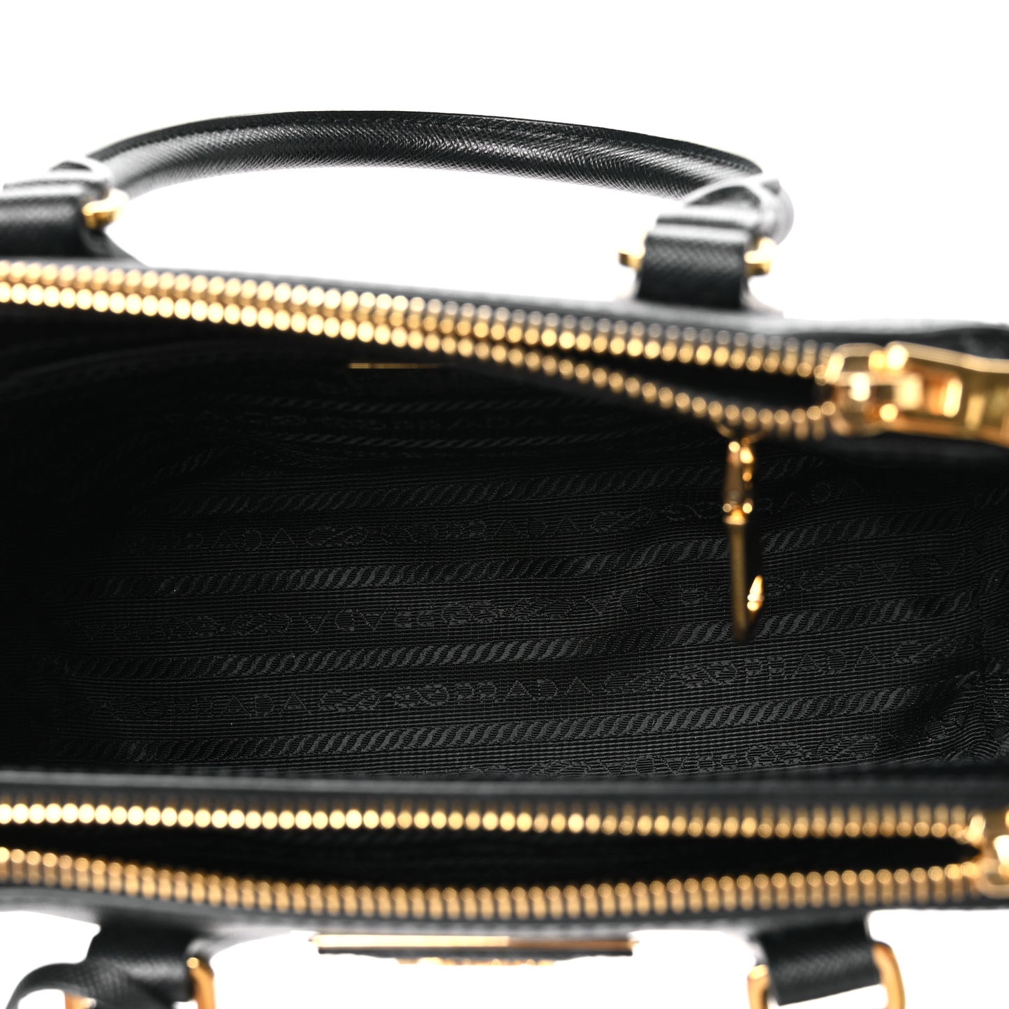Saffiano Lux Mini Galleria Double Zip Tote Black