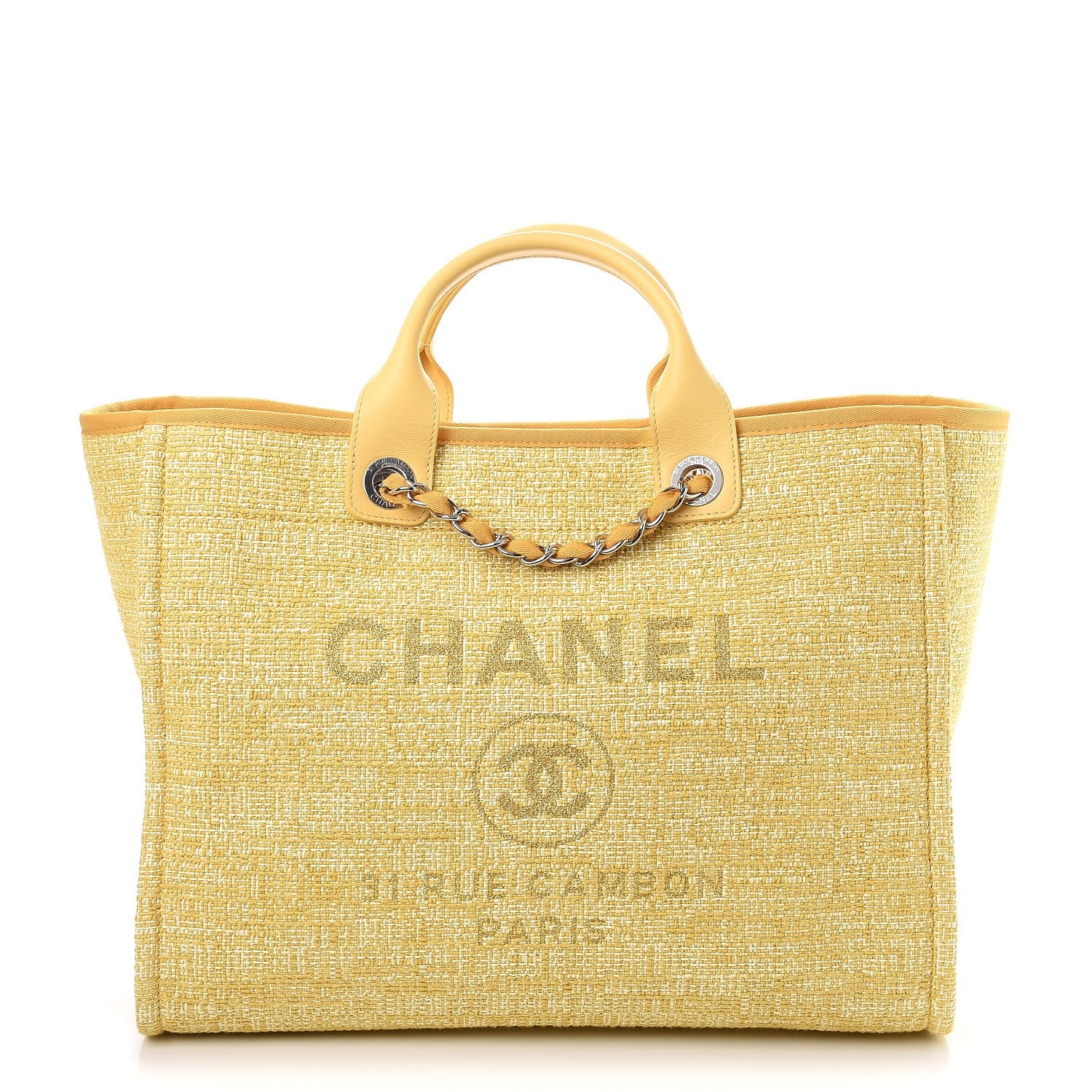 Chanel Canvas Medium Deauville Tote Light Yellow 1 of 9