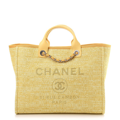 Chanel Canvas Medium Deauville Tote Light Yellow 1 of 9