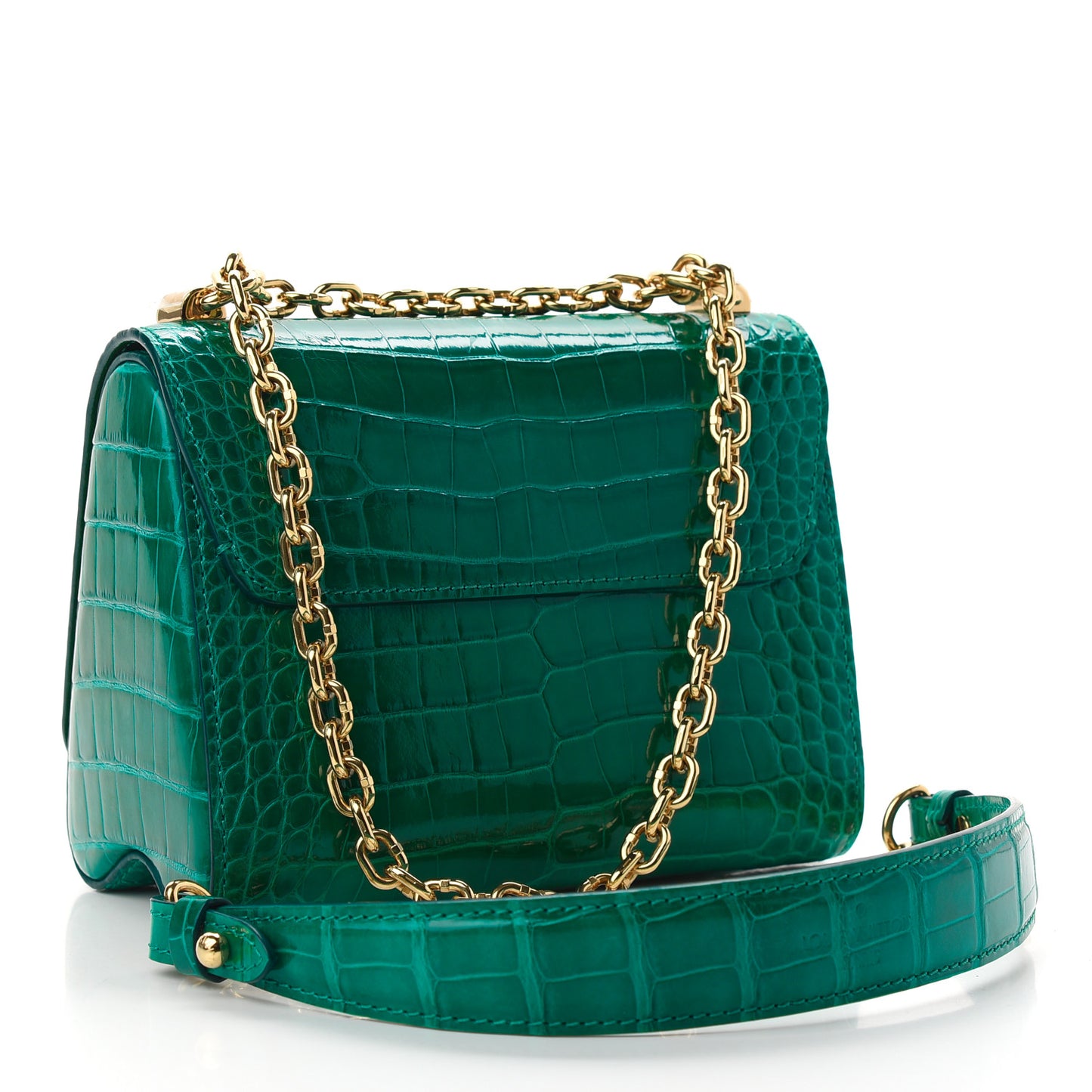 Crocodile Twist Shoulder Bag PM Emeraude