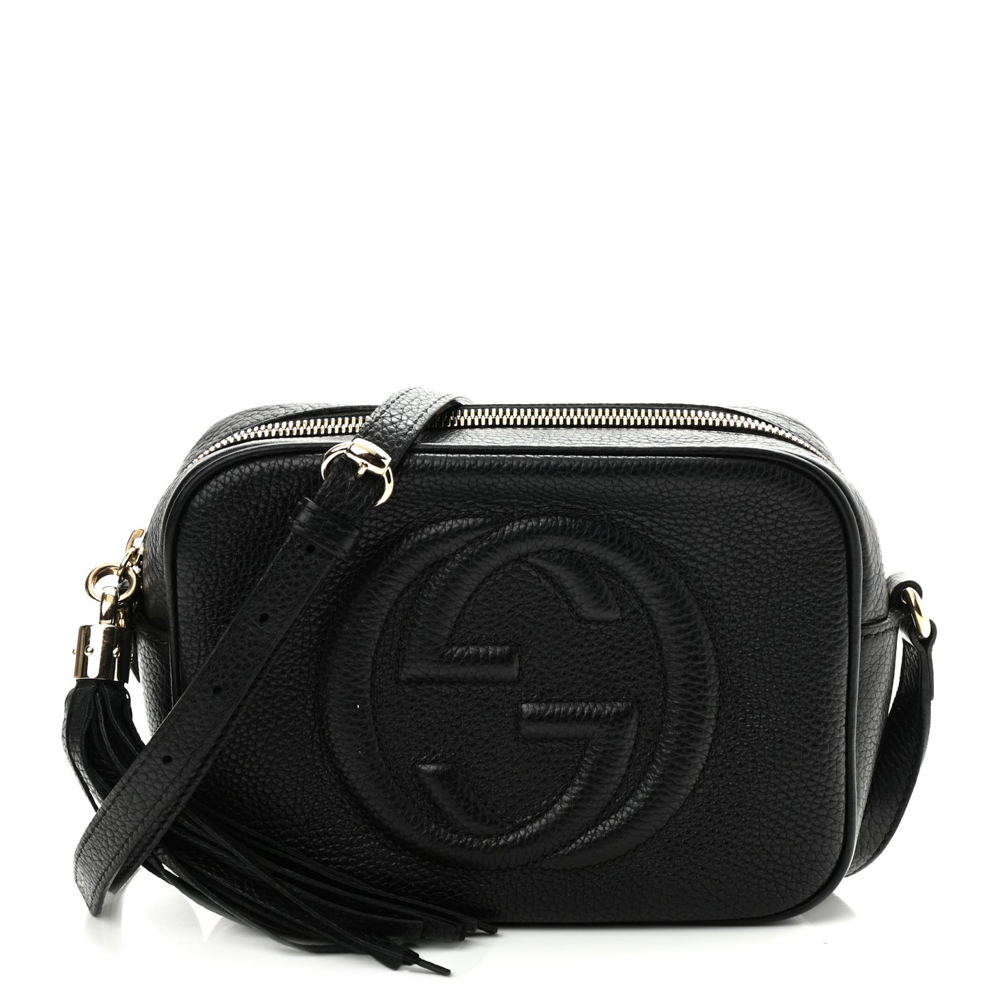Pebbled Calfskin Small Soho Disco Bag Black