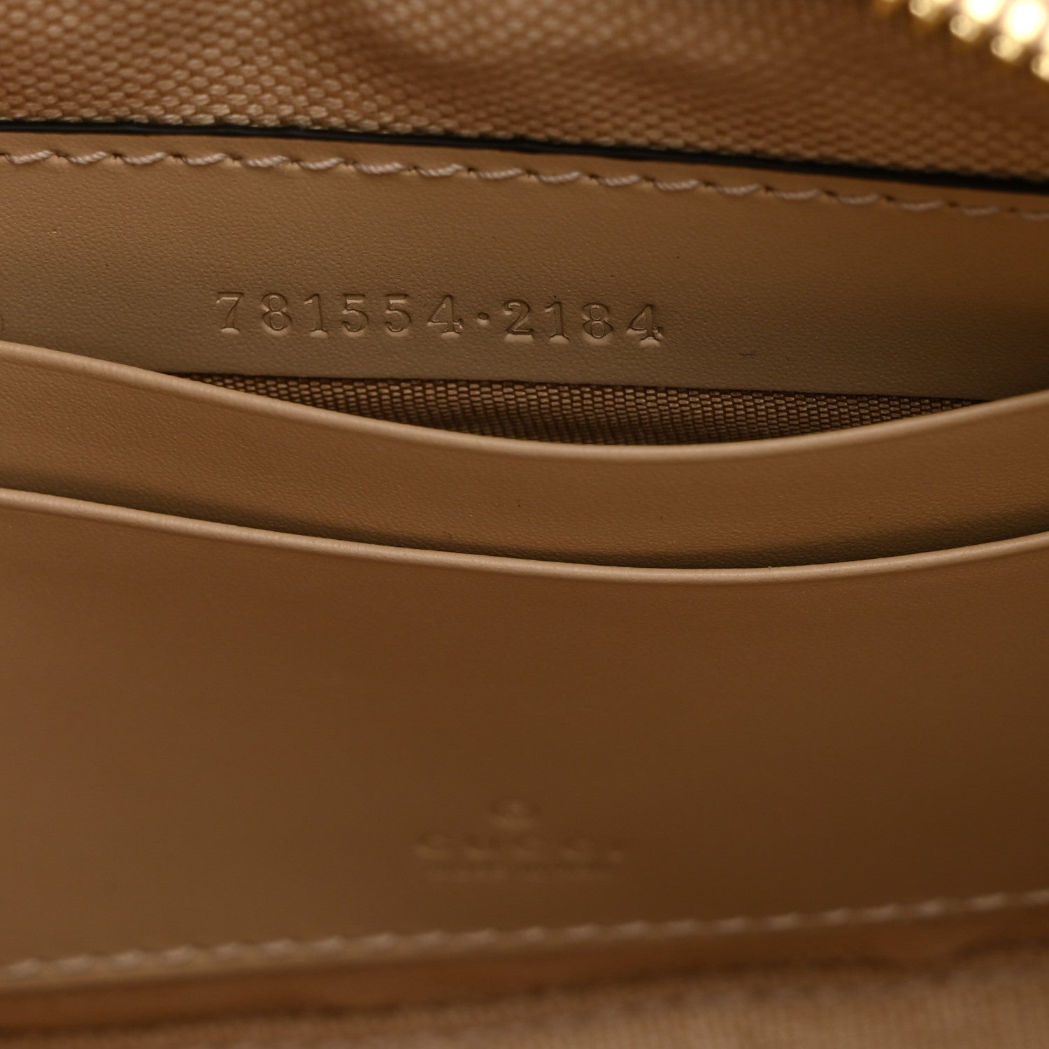 Gucci Calfskin GG Super Mini Debossed Chain Wallet Light Beige 7 of 10