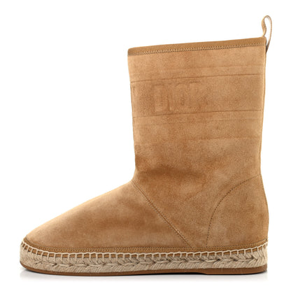Christian Dior Calfskin Suede Shearling Granville Espadrille Boots 36 Natural 1 of 8