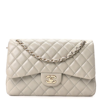 Chanel Lambskin Quilted Jumbo Double Flap Grey 1 of 10