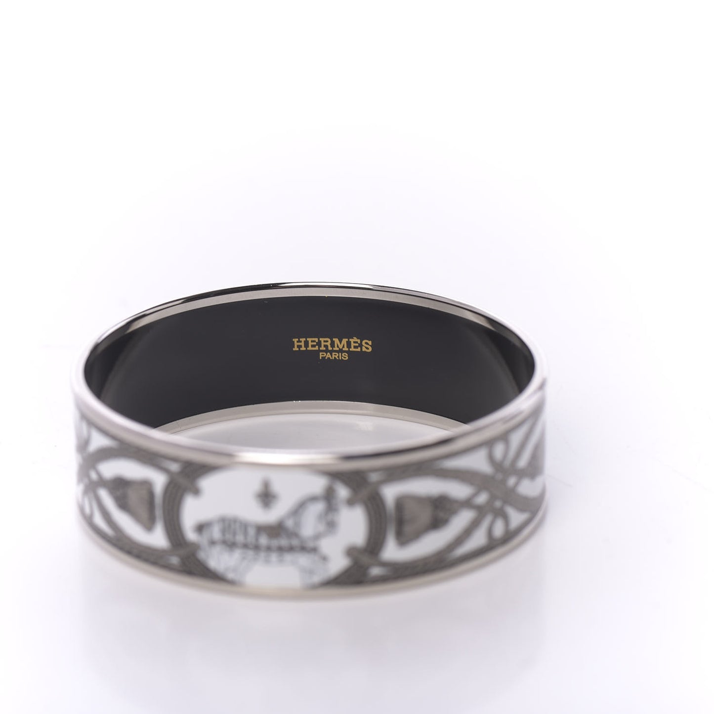 Enamel Printed Wide Grand Apparat Bracelet 62 White