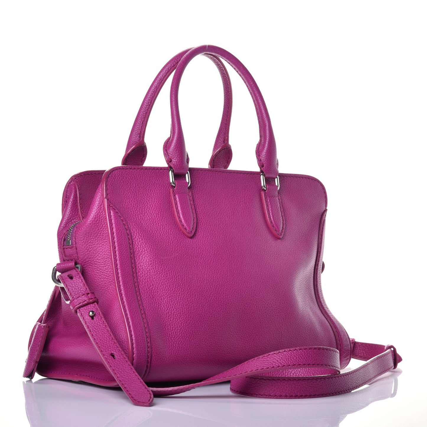 Pebbled Calfskin Skull Padlock Zip Around Tote Bouganville