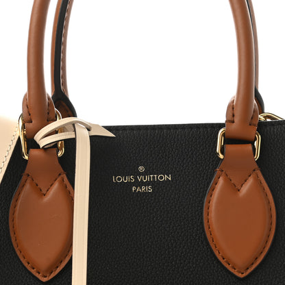 Louis Vuitton Calfskin Monogram Fold Tote MM Black Wine Cream 7 of 10