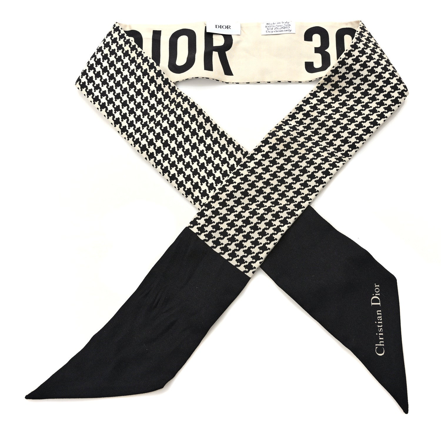 Christian Dior Silk 30 Montaigne Mitzah Scarf Black White 1 of 4